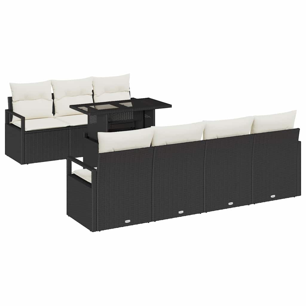 Havesofa Sæt 8 stk. 7-Antal sæder Sort og Cream polyrattan