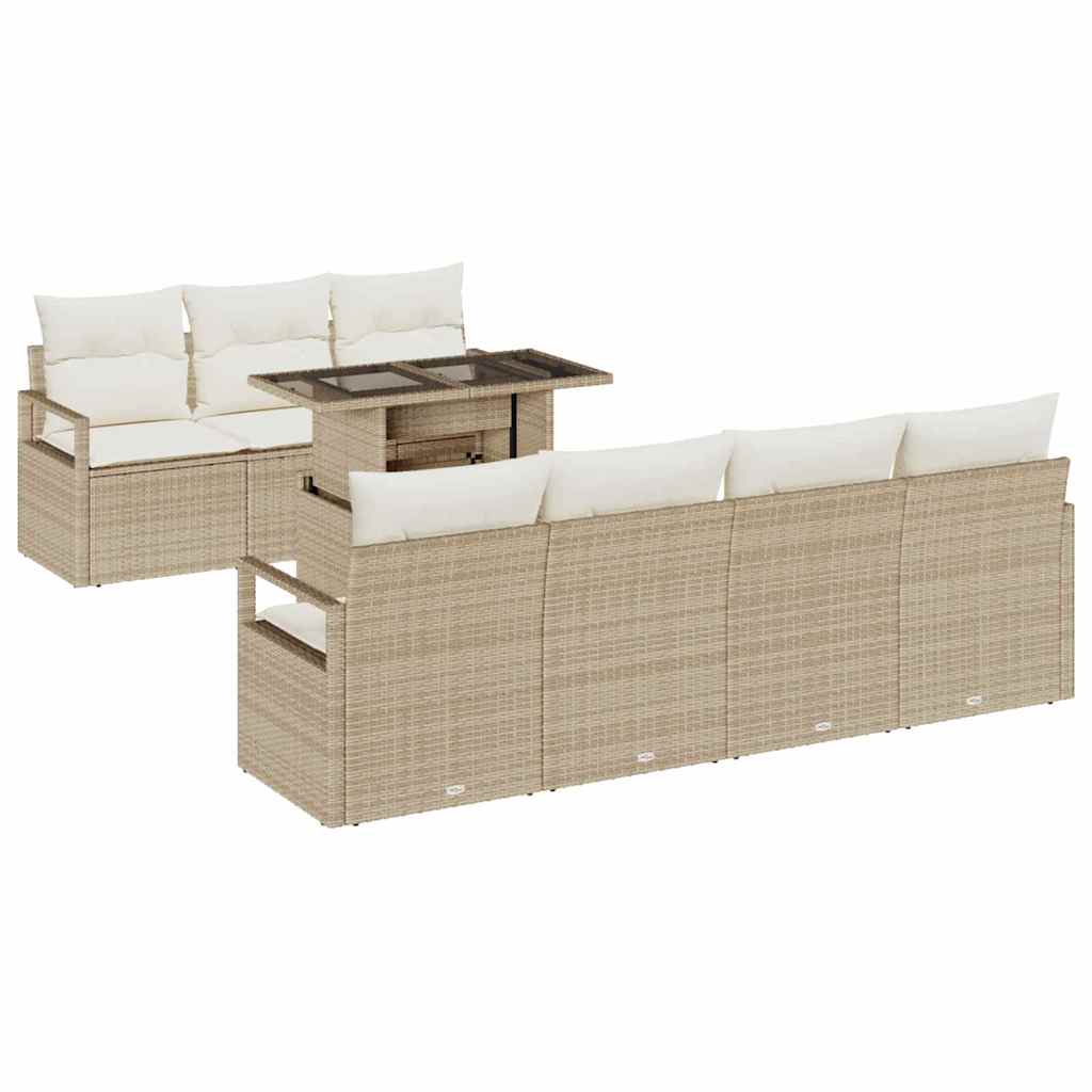 Havesofa Sæt 8 stk. 7-Antal sæder Beige og creme polyrattan