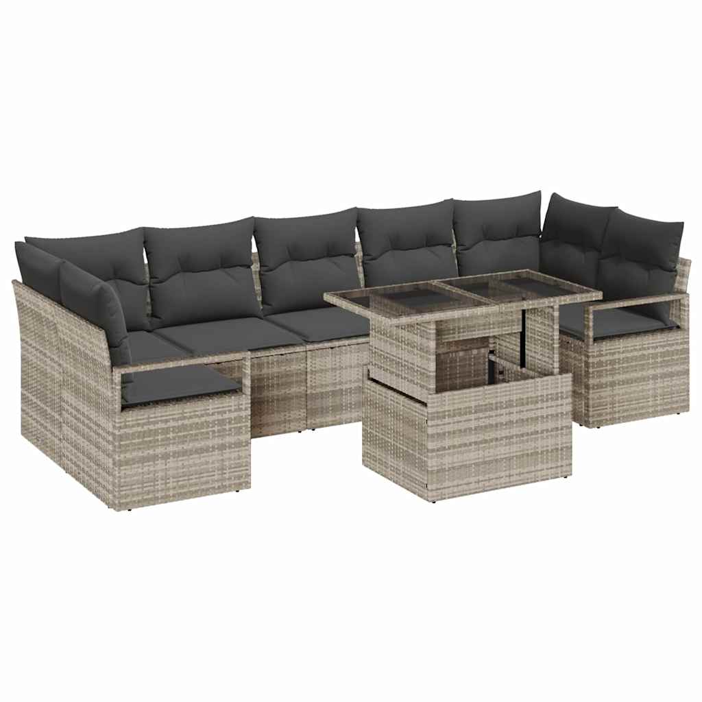 Havesofa Sæt 8 stk. 7-Antal sæder Lysegrå polyrattan