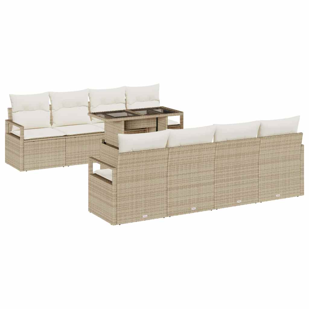 Havesofa Sæt 9 stk. 6-Antal sæder Beige og creme polyrattan