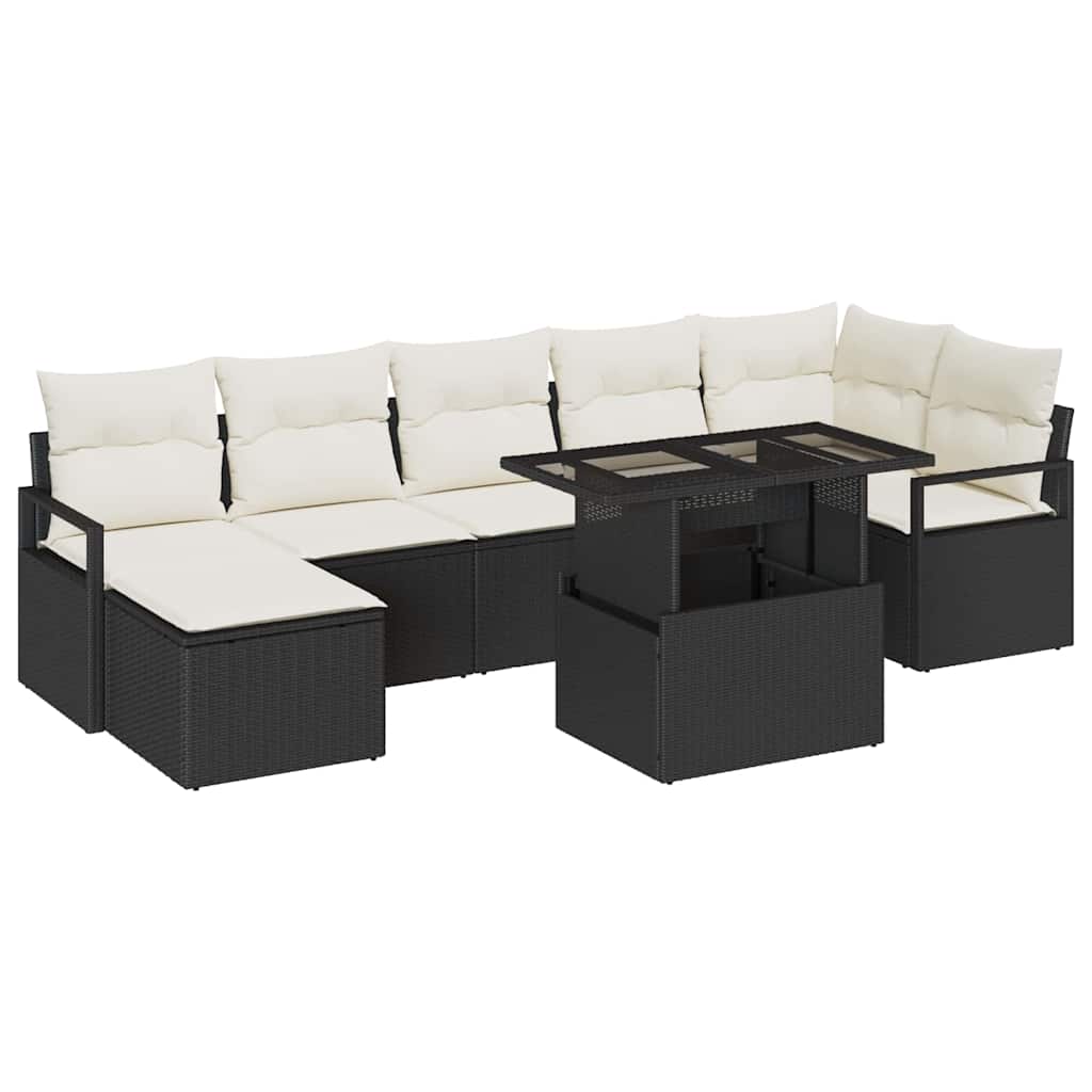 Havesofa Sæt 8 stk. Sort og Cream polyrattan