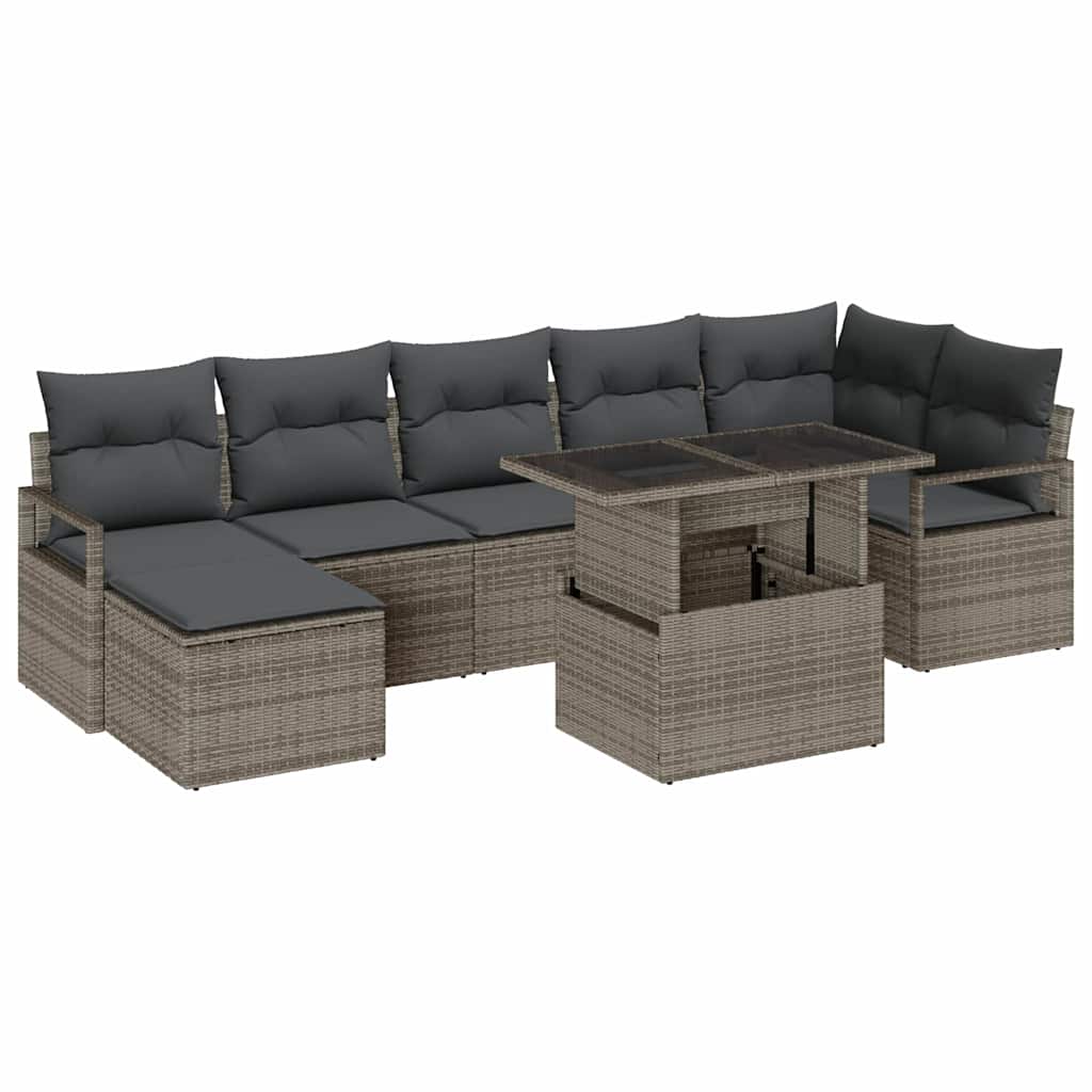 Havesofa Sæt 8 stk. Grå polyrattan