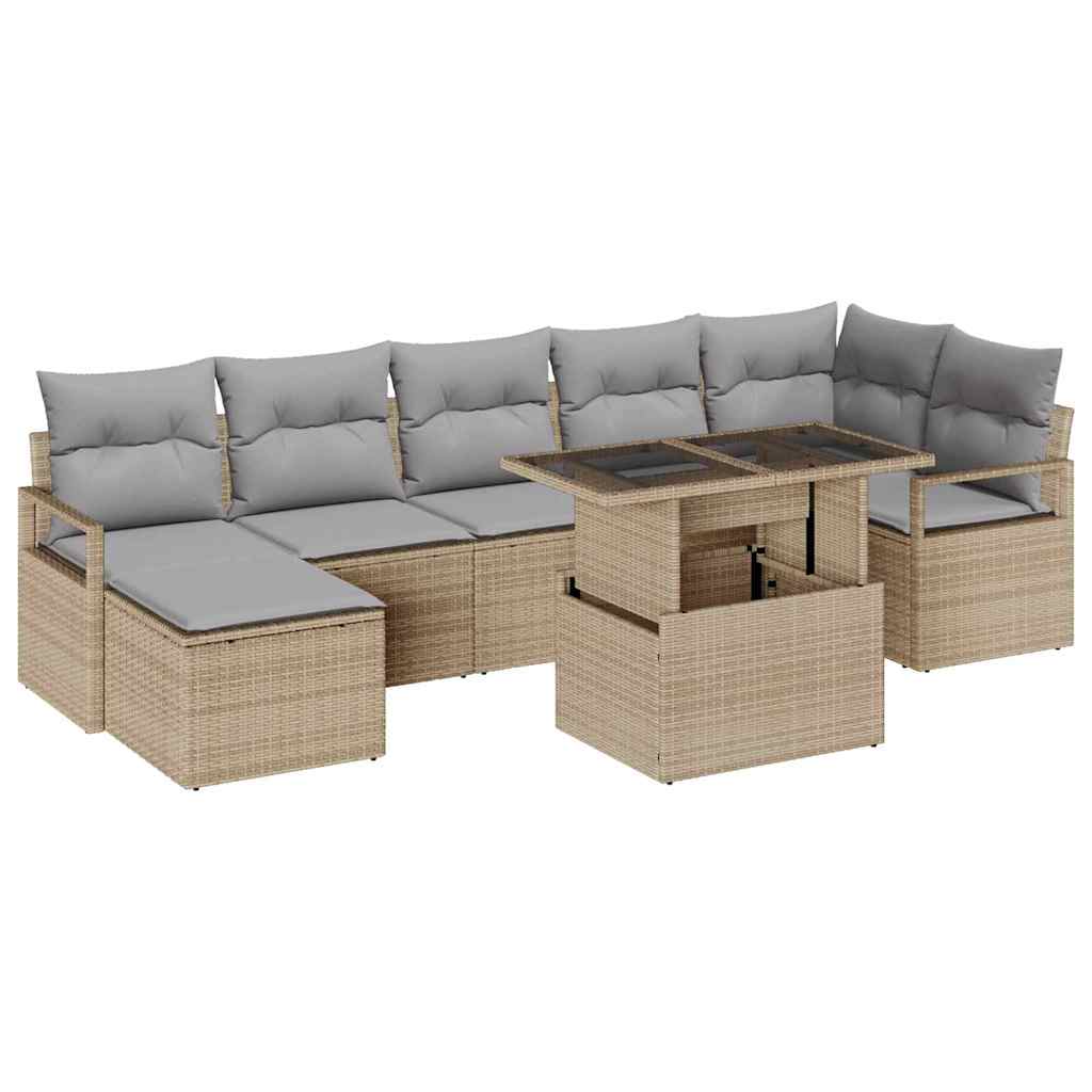 Havesofa Sæt 8 stk. Beige og lys grå polyrattan