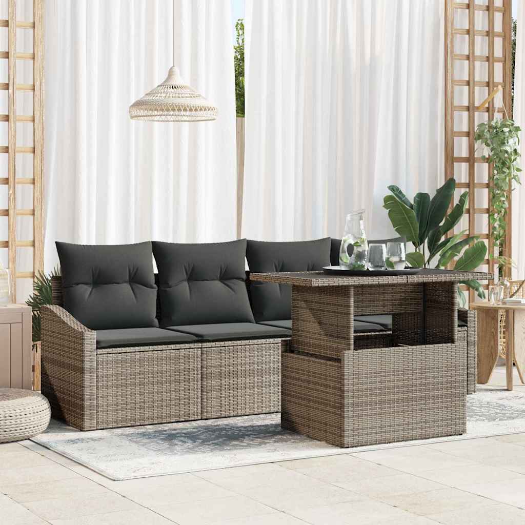 Havesofa Sæt 5 stk. Grå polyrattan