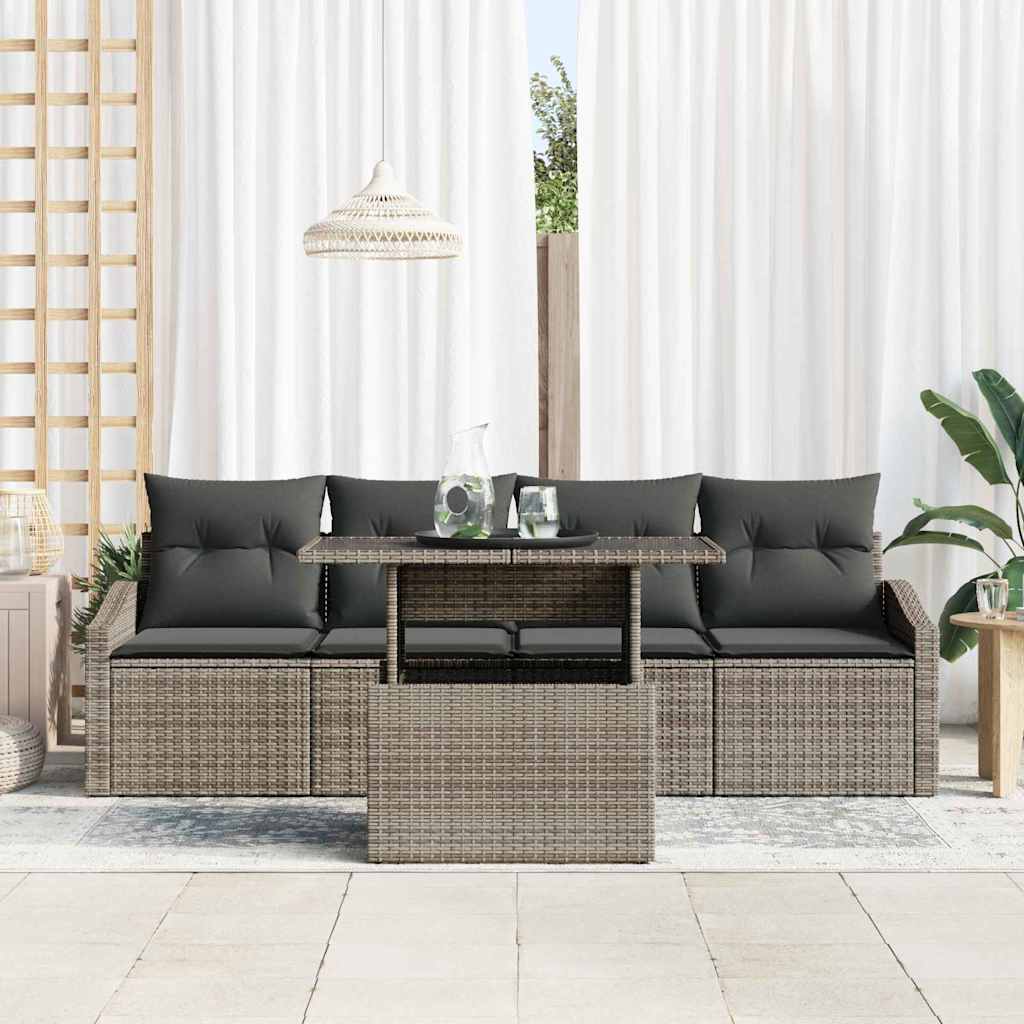 Havesofa Sæt 5 stk. Grå polyrattan