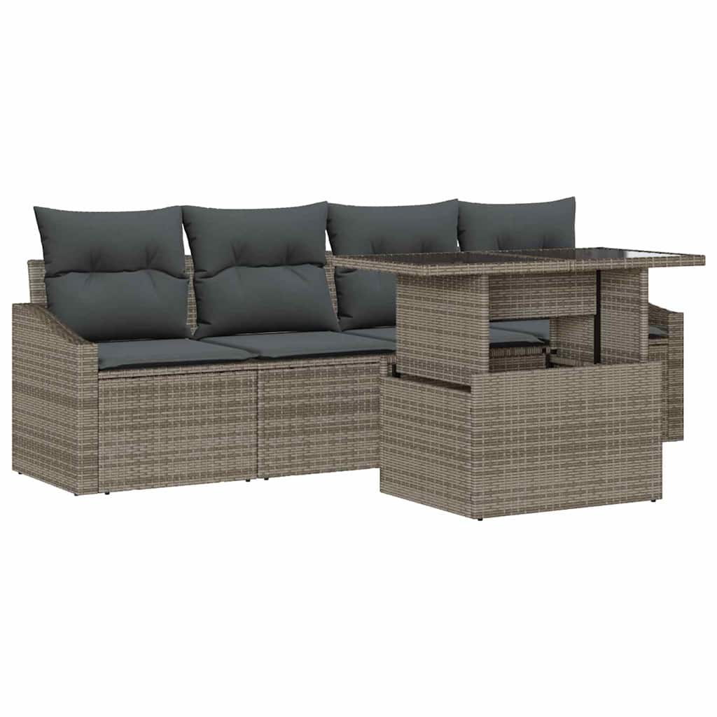 Havesofa Sæt 5 stk. Grå polyrattan