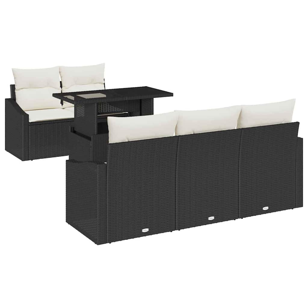 Havesofa Sæt 6 stk. Sort og Cream polyrattan