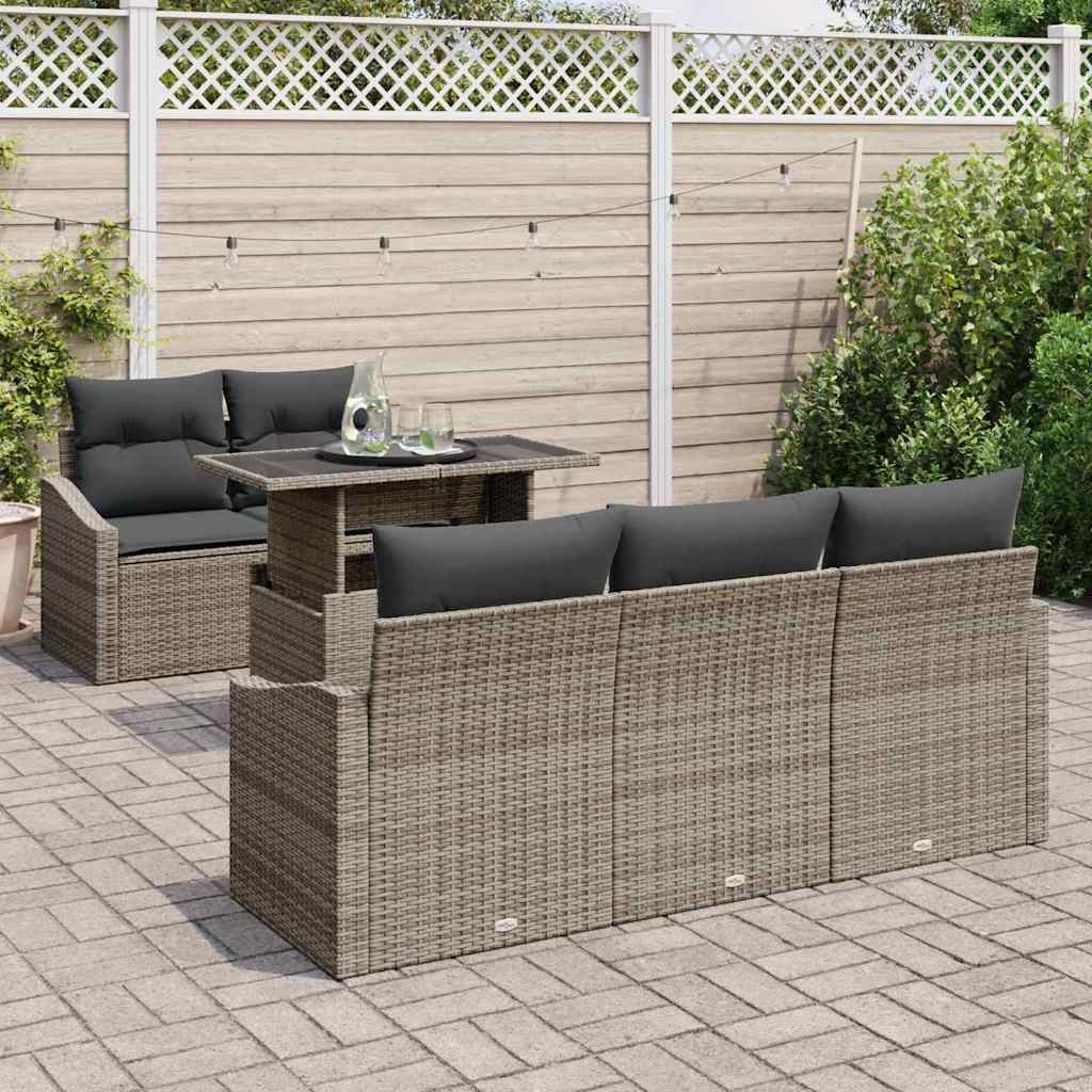 Havesofa Sæt 6 stk. Grå polyrattan