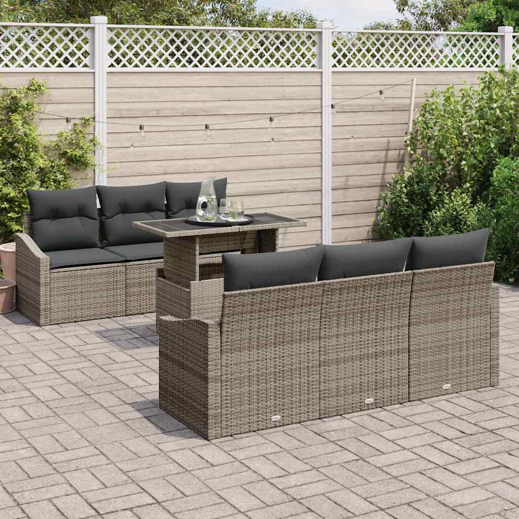 Havesofa Sæt 7 stk. Grå polyrattan