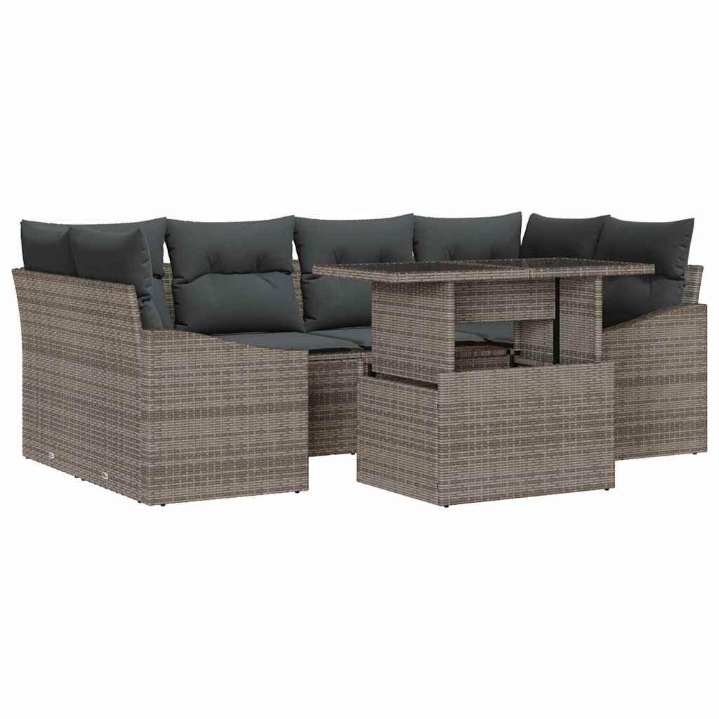 Havesofa Sæt 7 stk. Grå polyrattan