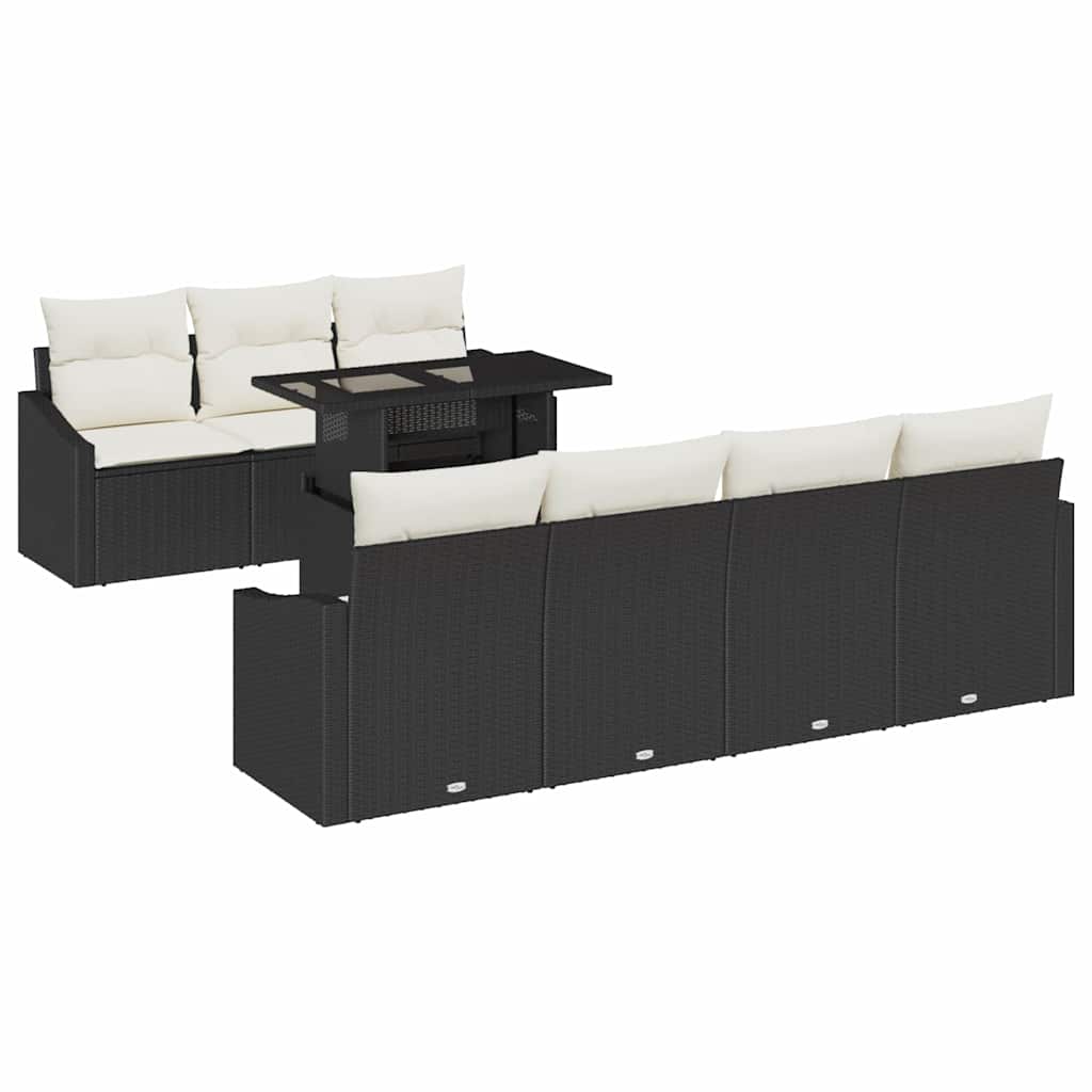 Havesofa Sæt 8 stk. Sort og Cream polyrattan