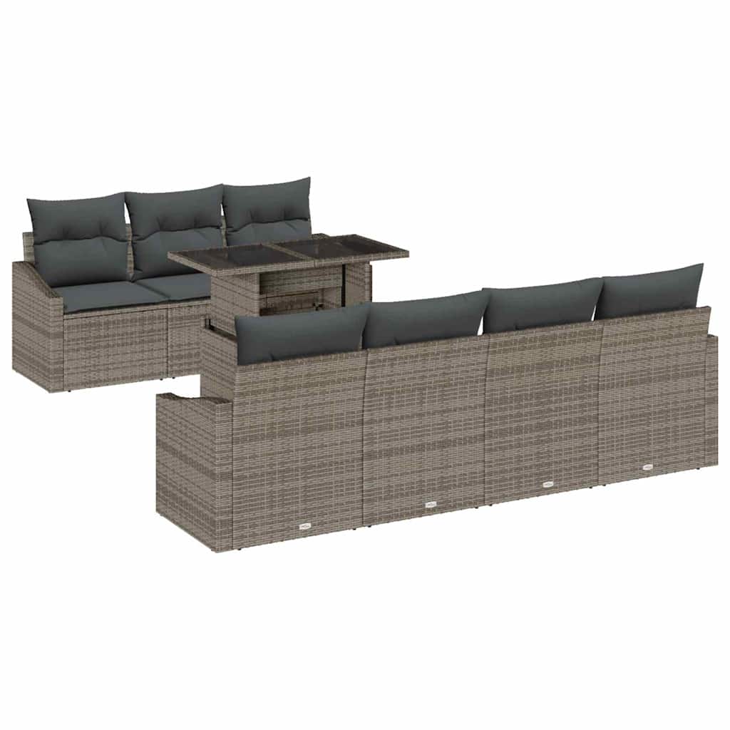 Havesofa Sæt 8 stk. Grå polyrattan