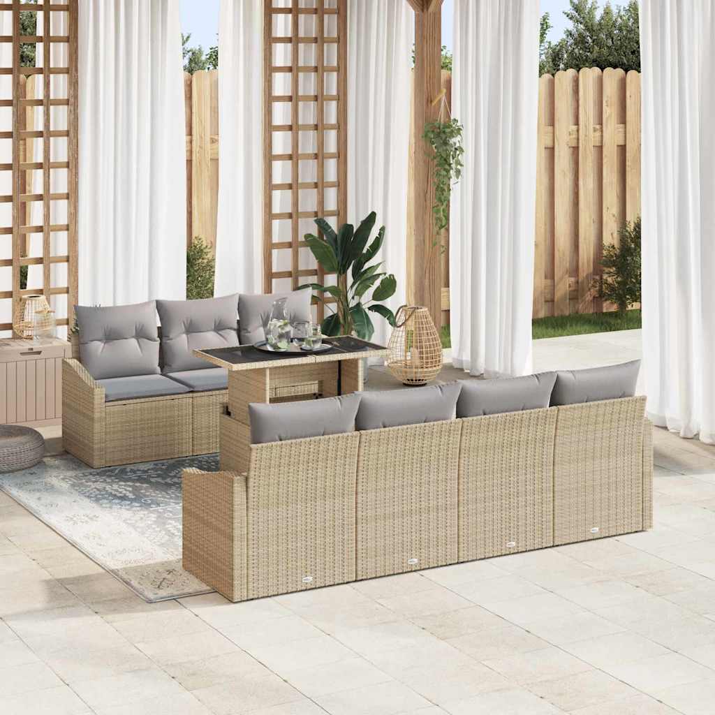 Havesofa Sæt 8 stk. Beige og lys grå polyrattan