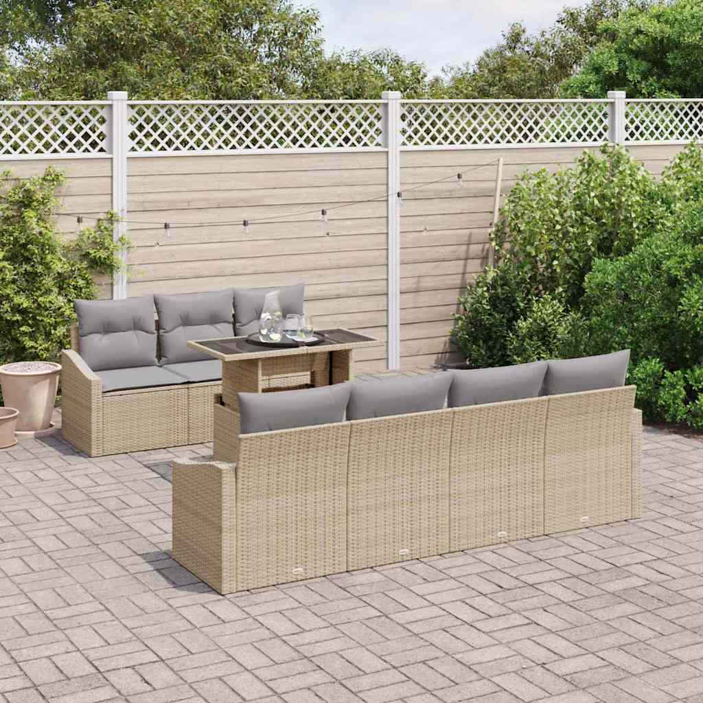 Havesofa Sæt 8 stk. Beige og lys grå polyrattan