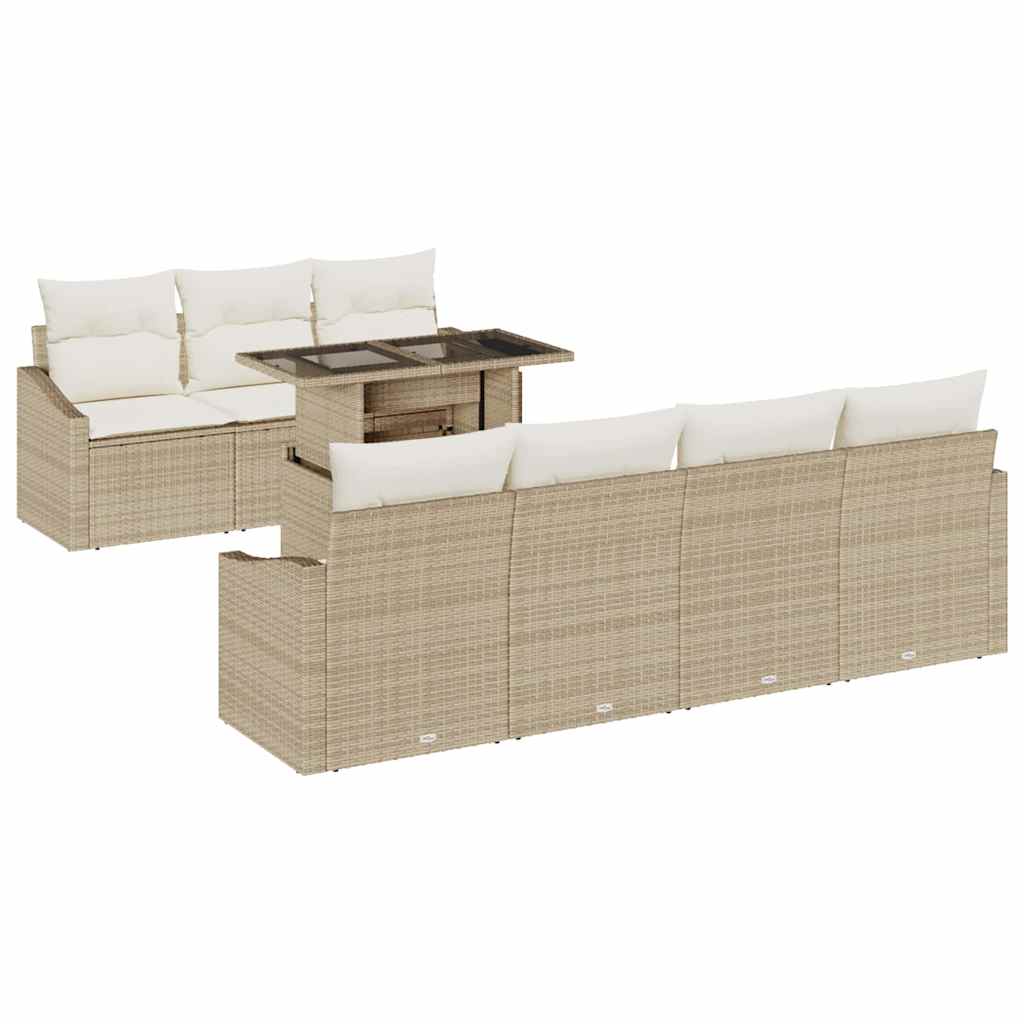 Havesofa Sæt 8 stk. Beige og creme polyrattan