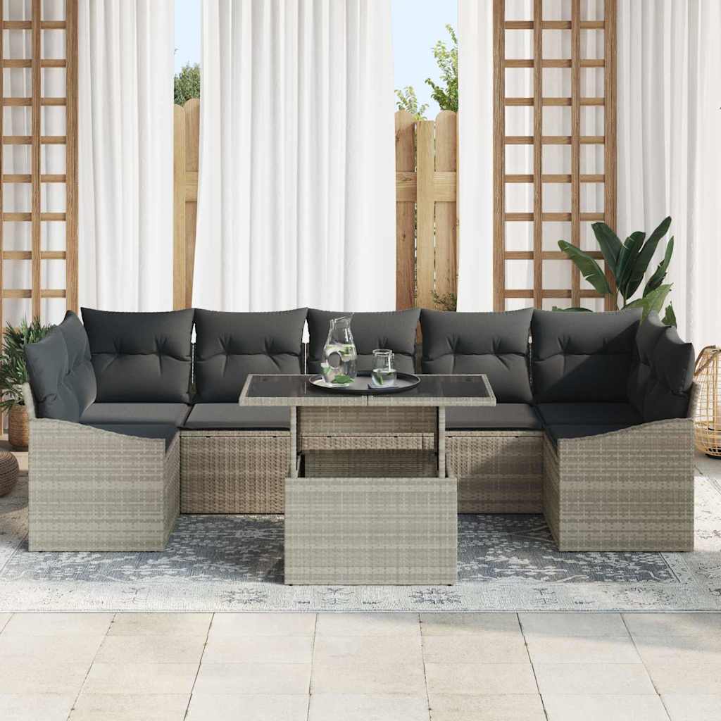 Havesofa Sæt 8 stk. Lysegrå polyrattan