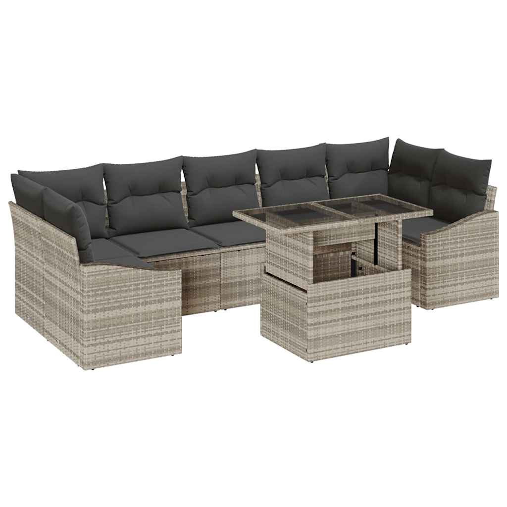 Havesofa Sæt 8 stk. Lysegrå polyrattan