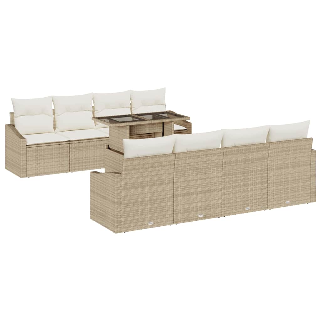 Havesofa Sæt 7 stk. Beige og creme polyrattan