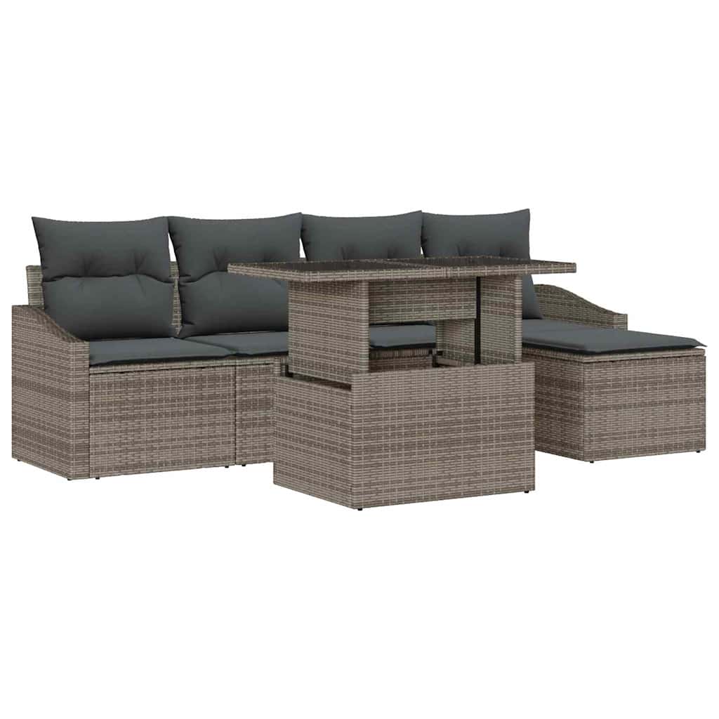 Havesofa Sæt 6 stk. Grå polyrattan