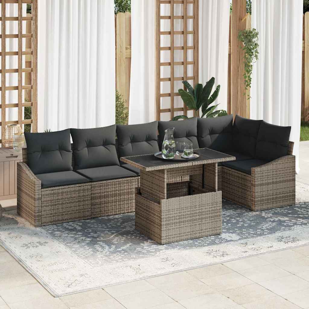Havesofa Sæt 7 stk. Grå polyrattan