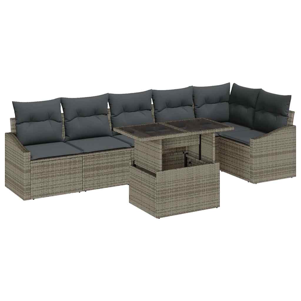 Havesofa Sæt 7 stk. Grå polyrattan