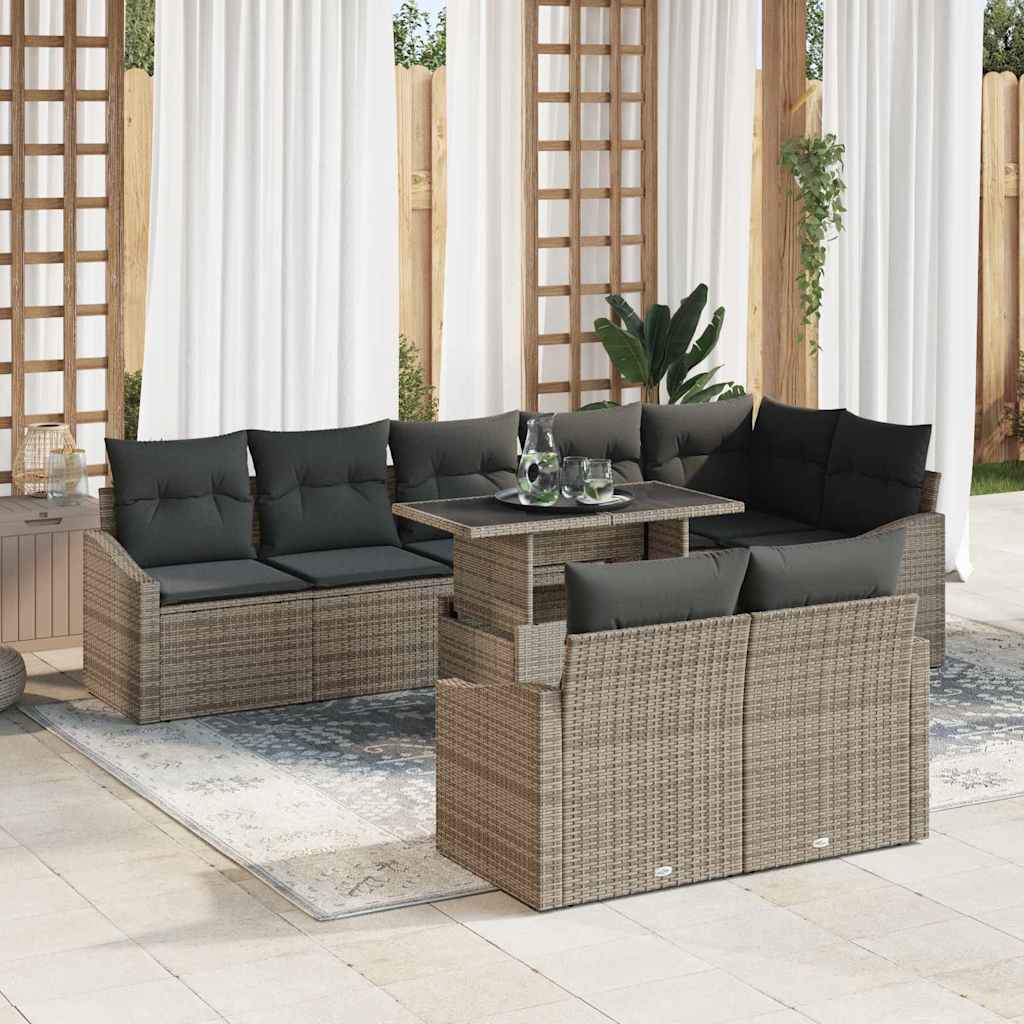 Havesofa Sæt 9 stk. Grå polyrattan