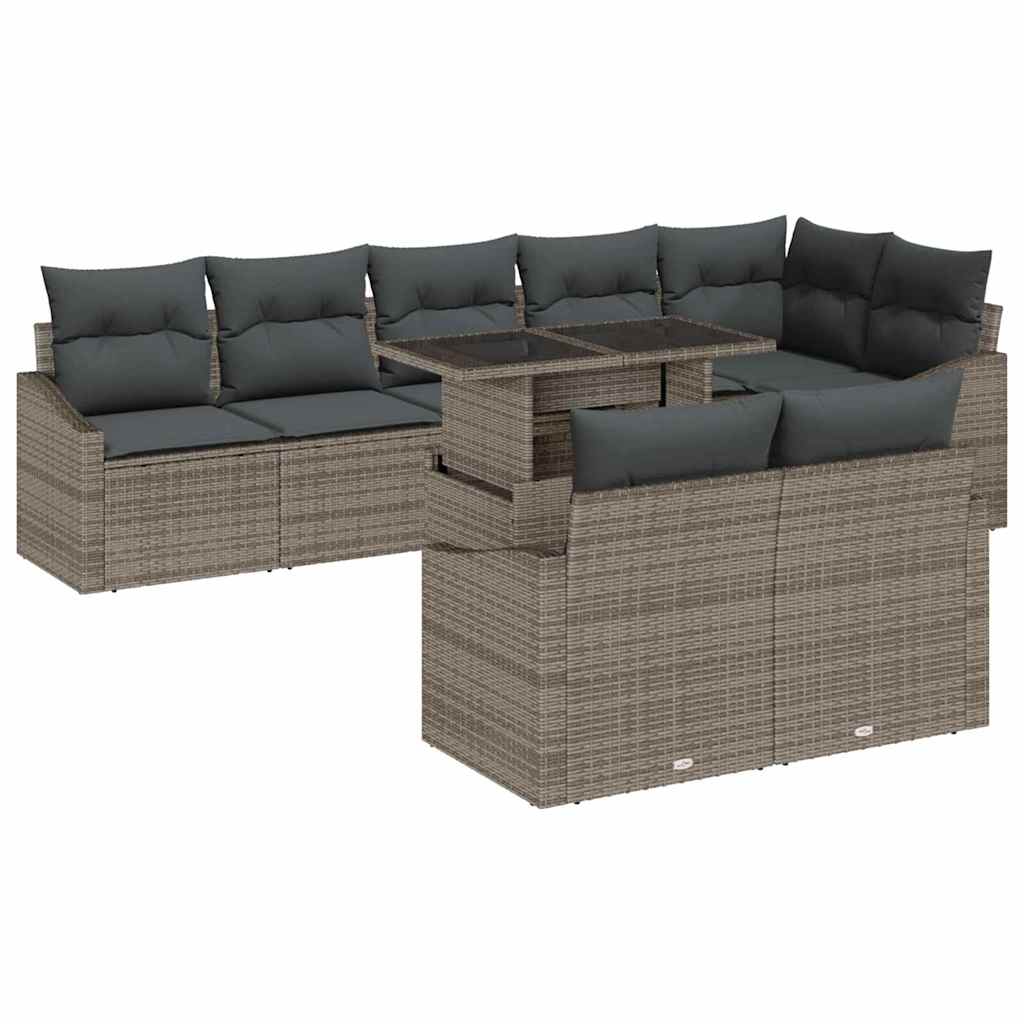 Havesofa Sæt 9 stk. Grå polyrattan
