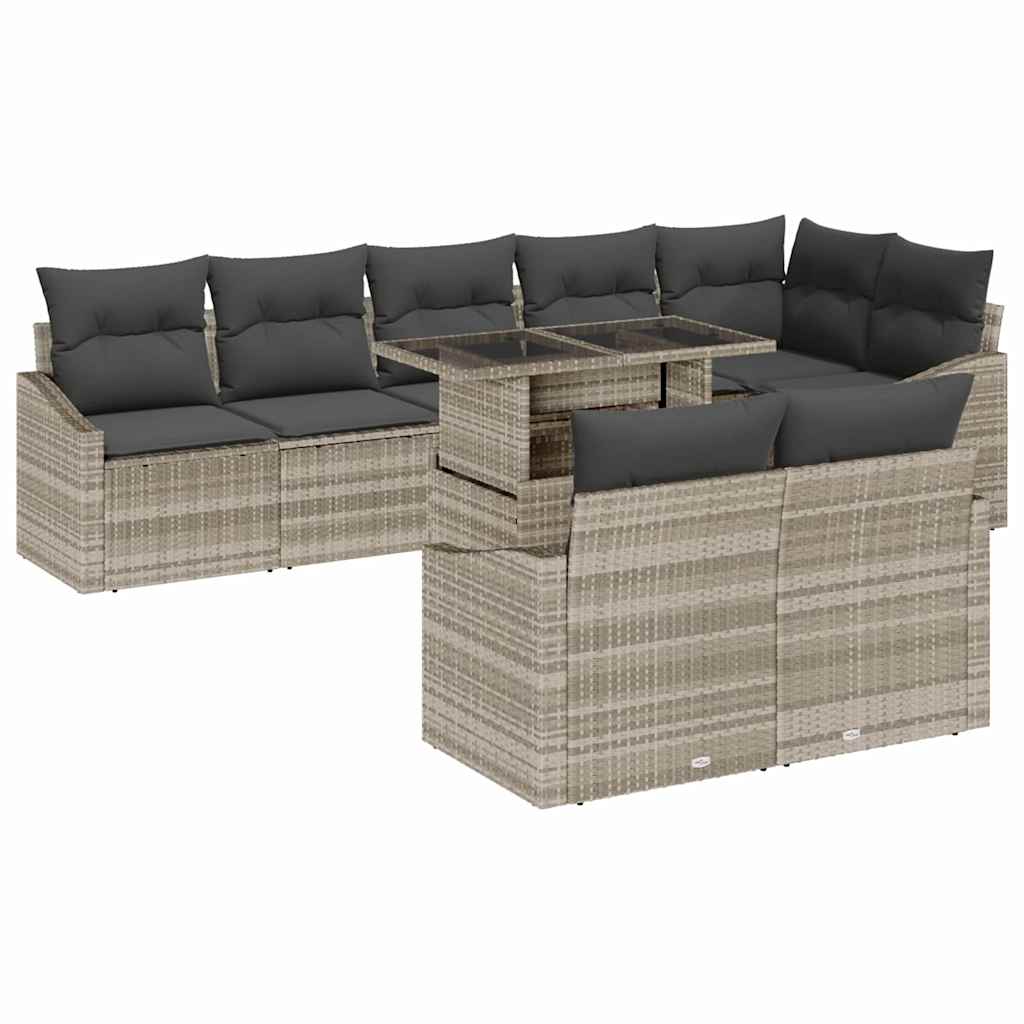 Havesofa Sæt 9 stk. Lysegrå polyrattan