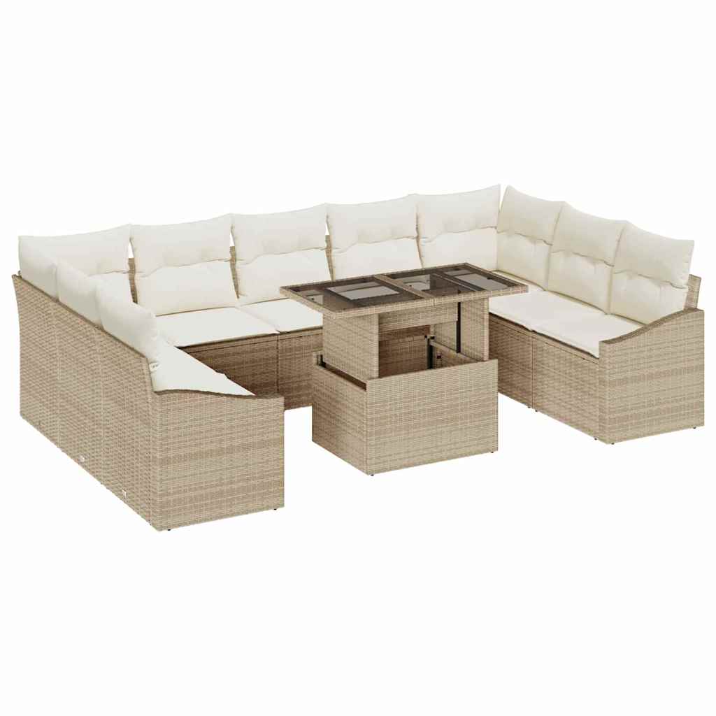 Sofa Sæt 10 stk. Beige og creme polyrattan