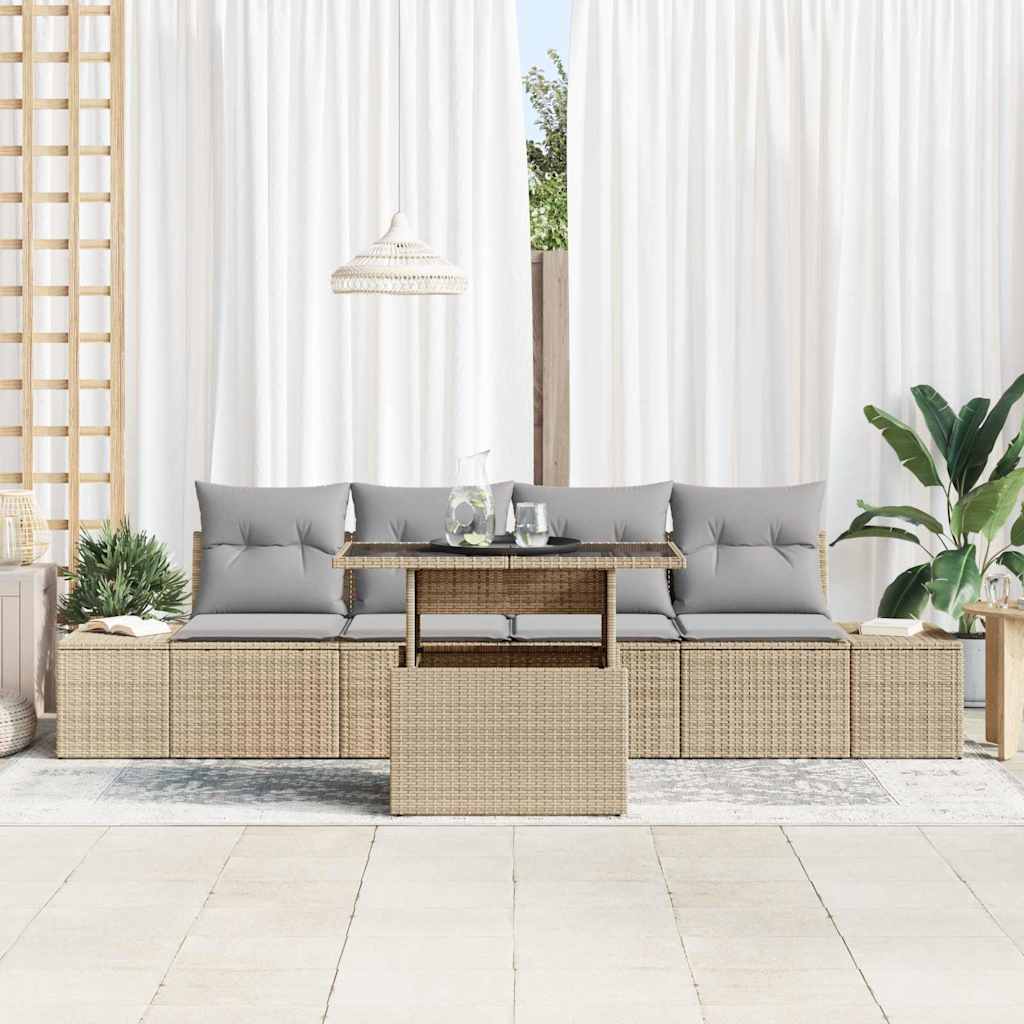 Sofa Sæt 5 stk. Beige og lys grå polyrattan