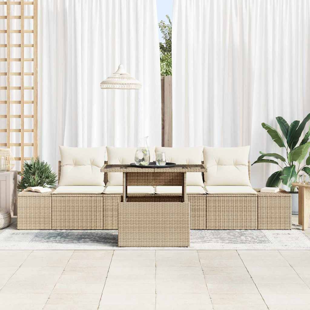 Sofa Sæt 5 stk. Beige og creme polyrattan