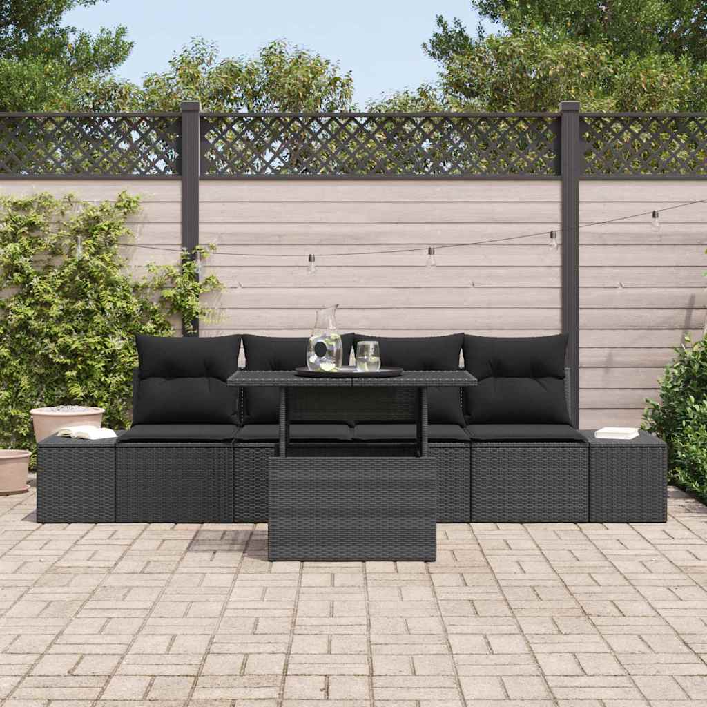 Sofa Sæt 5 stk. Sort polyrattan