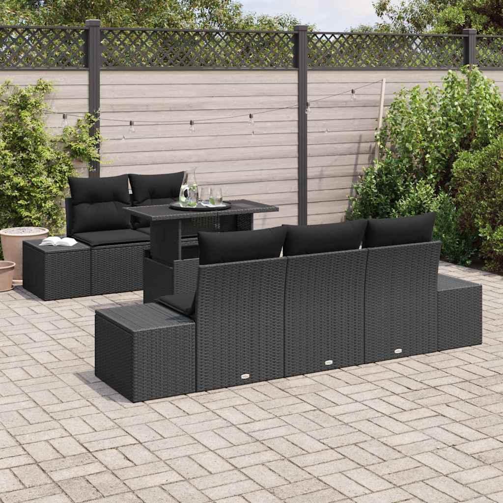 Sofa Sæt 6 stk. Sort polyrattan