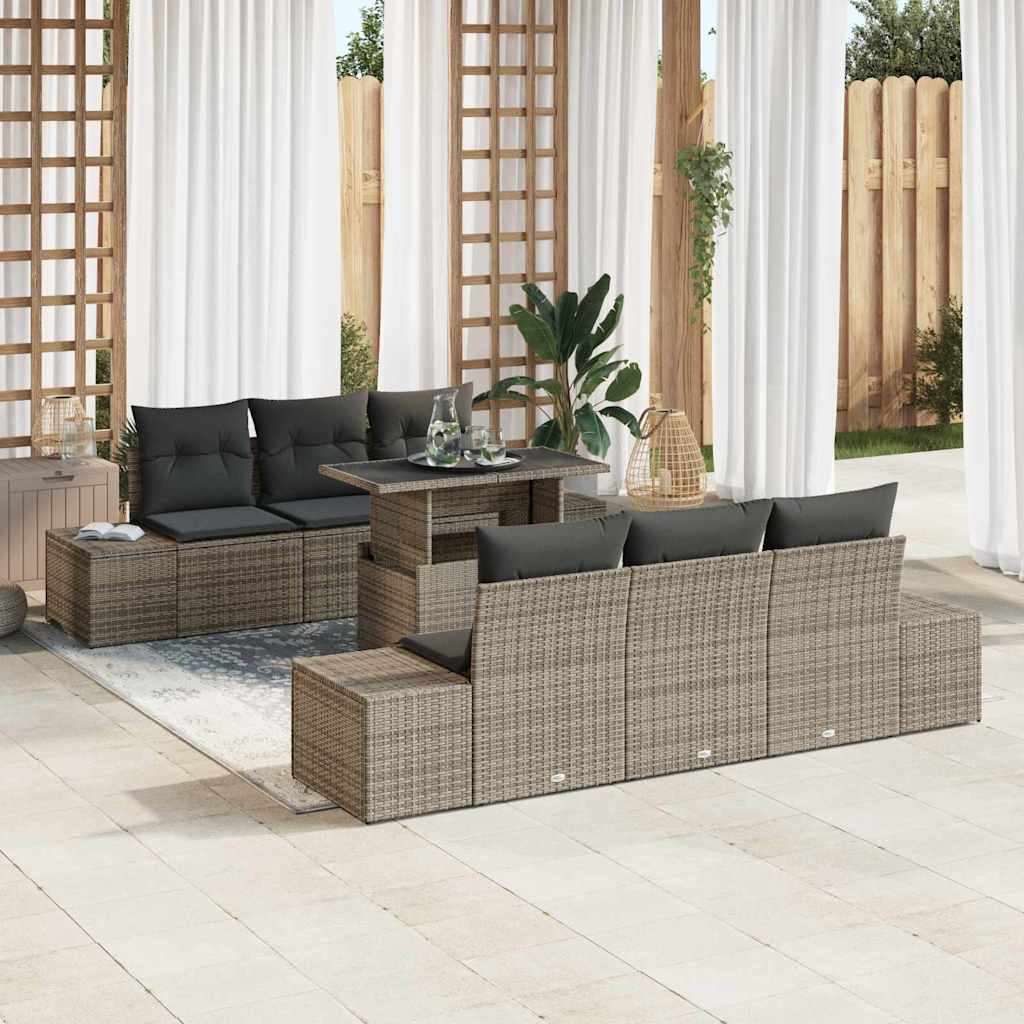 Sofa Sæt 7 stk. Grå polyrattan