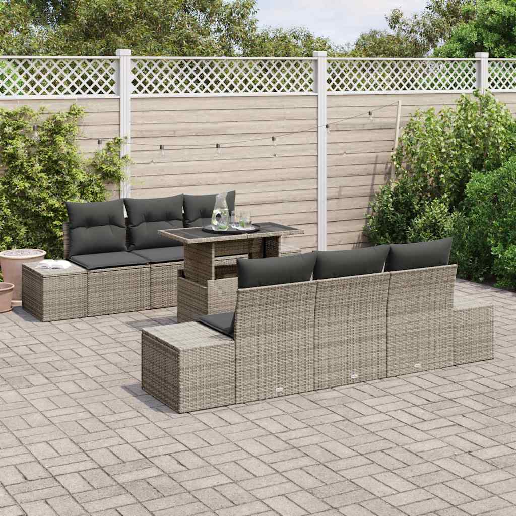 Sofa Sæt 7 stk. Grå polyrattan
