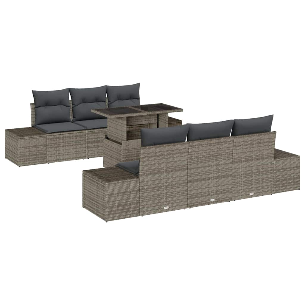 Sofa Sæt 7 stk. Grå polyrattan
