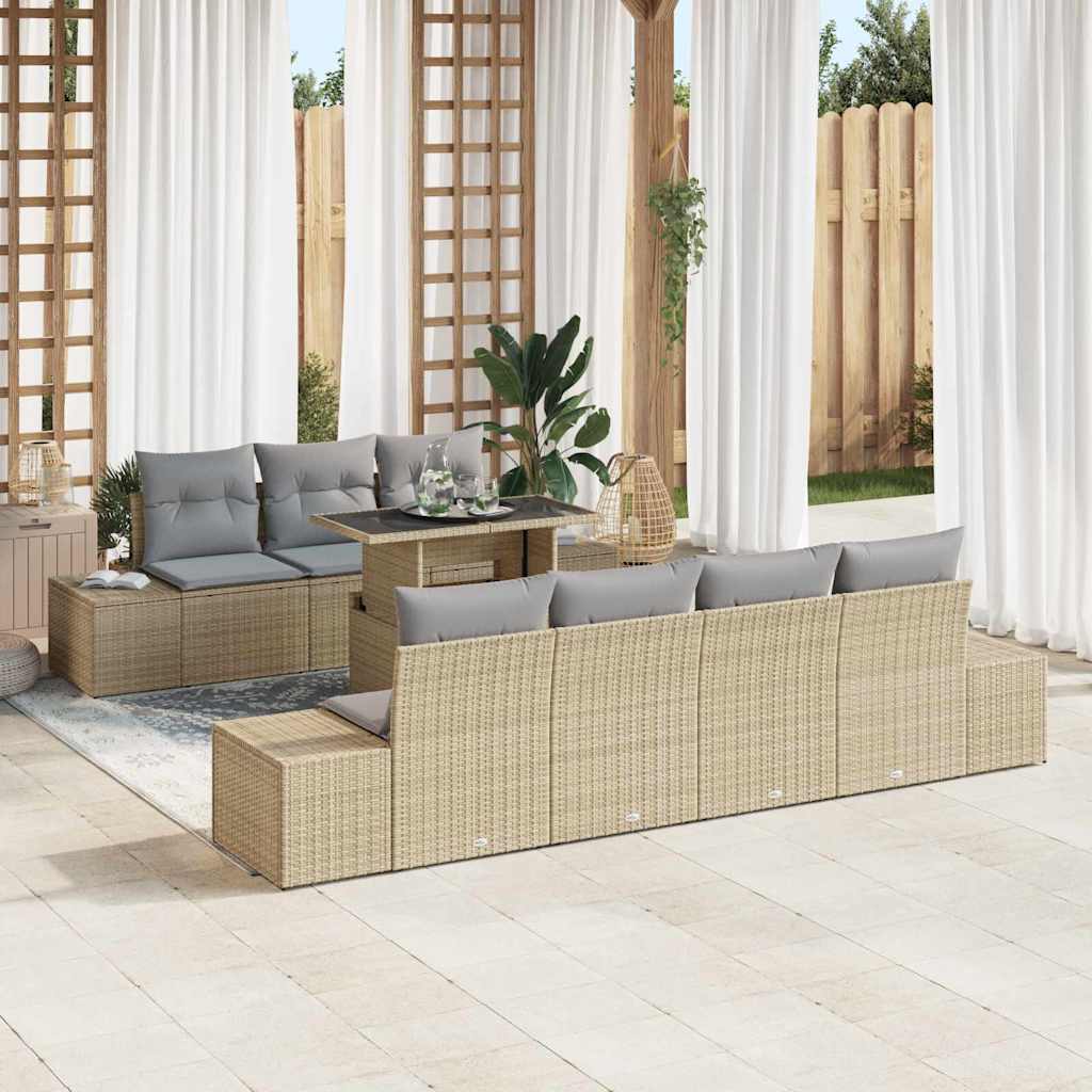 Sofa Sæt 8 stk. Beige og lys grå polyrattan