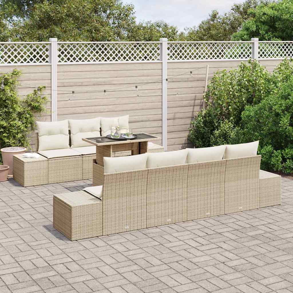 Sofa Sæt 8 stk. Beige og creme polyrattan