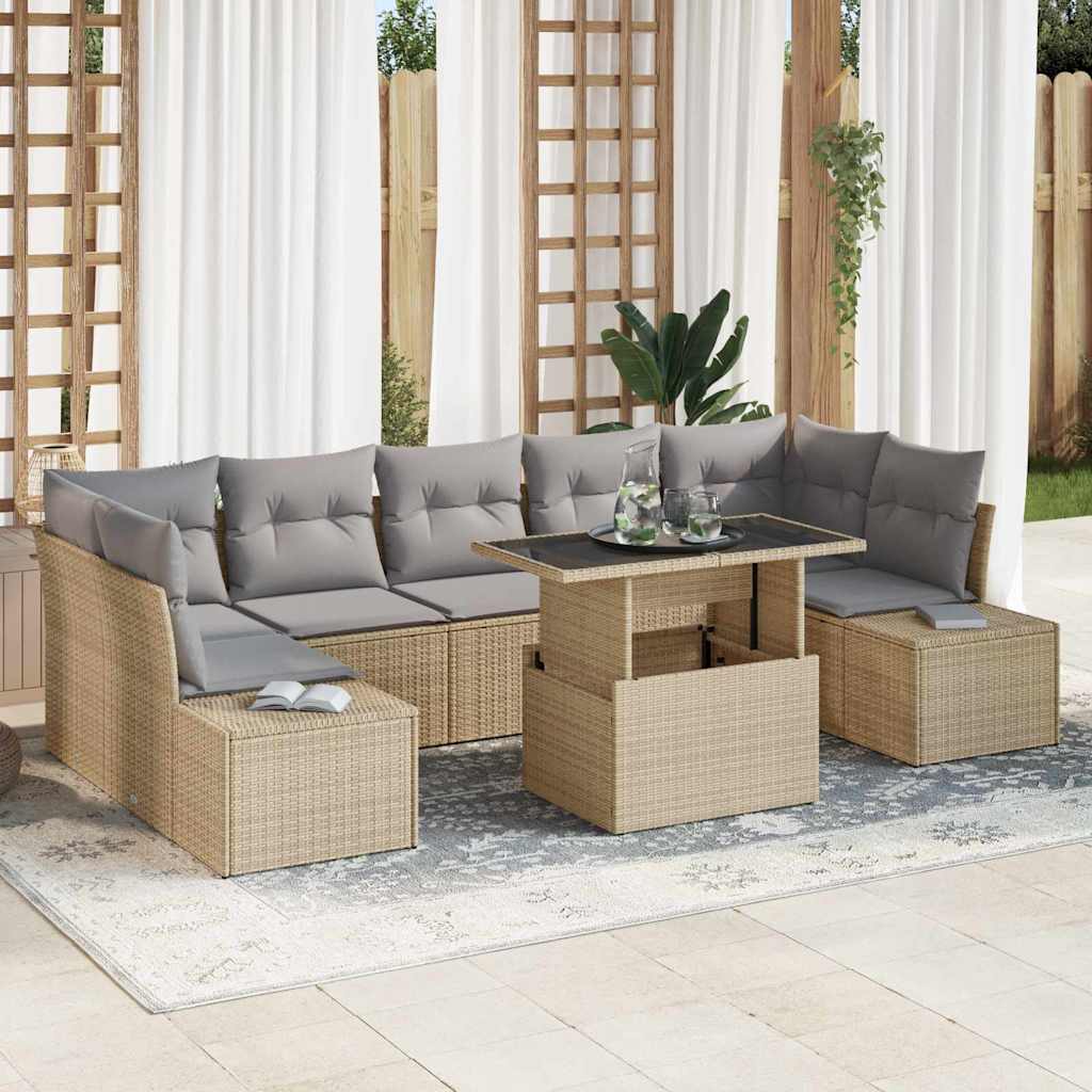 Sofa Sæt 8 stk. Beige og lys grå polyrattan