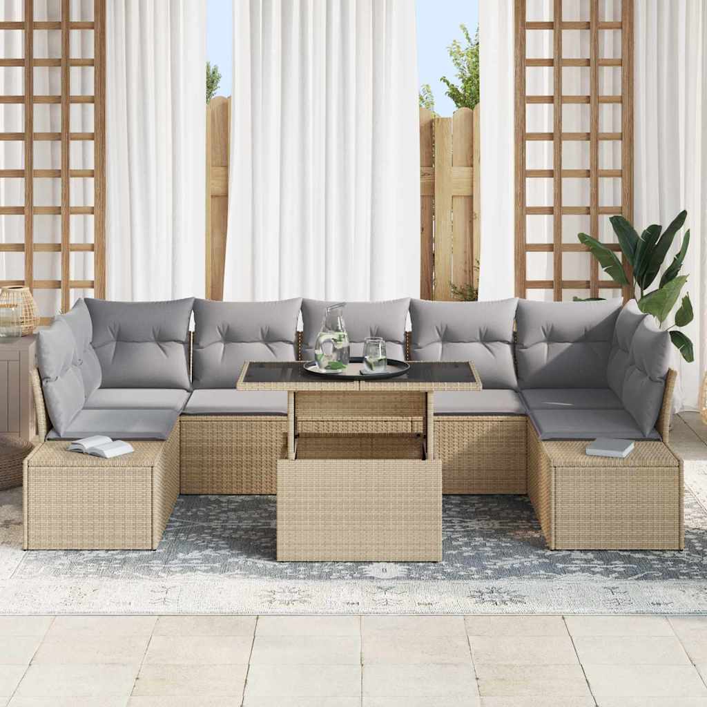 Sofa Sæt 8 stk. Beige og lys grå polyrattan