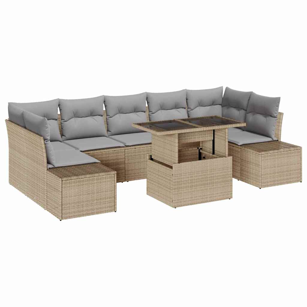 Sofa Sæt 8 stk. Beige og lys grå polyrattan