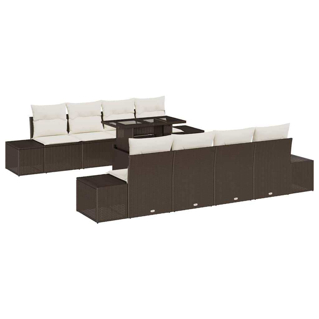 Havesofa Sæt 9 stk. Brun og Creme polyrattan