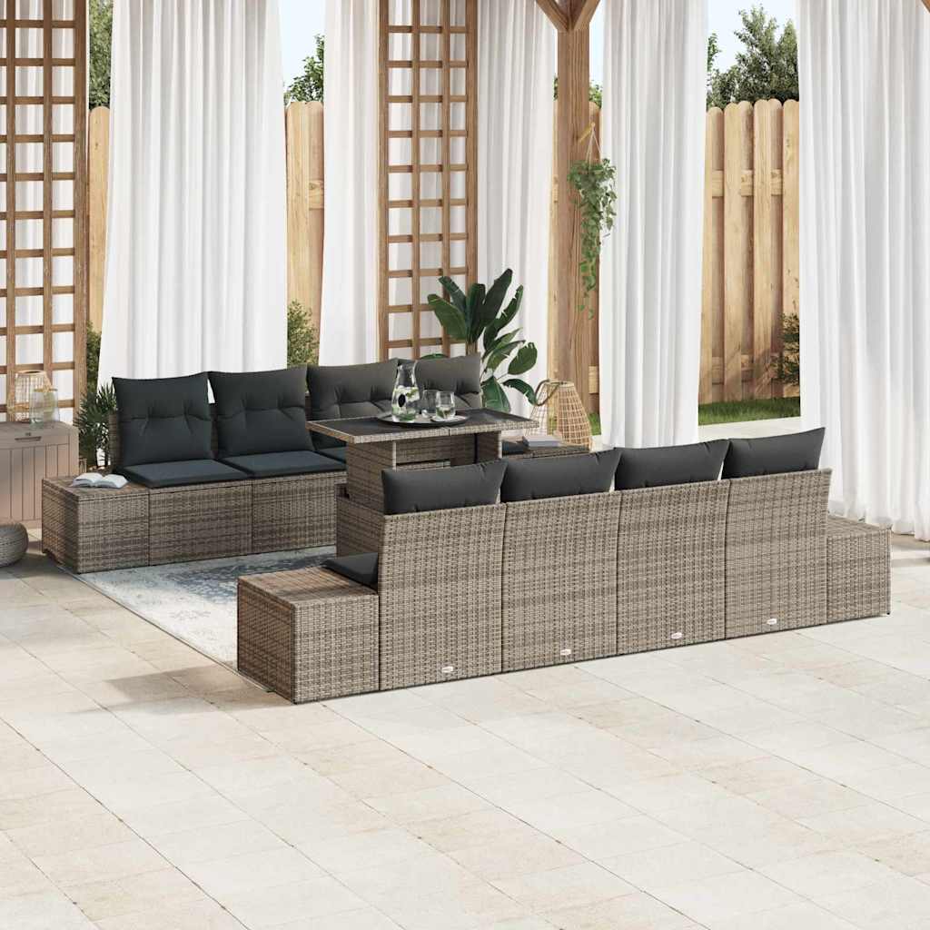 Havesofa Sæt 9 stk. Grå polyrattan