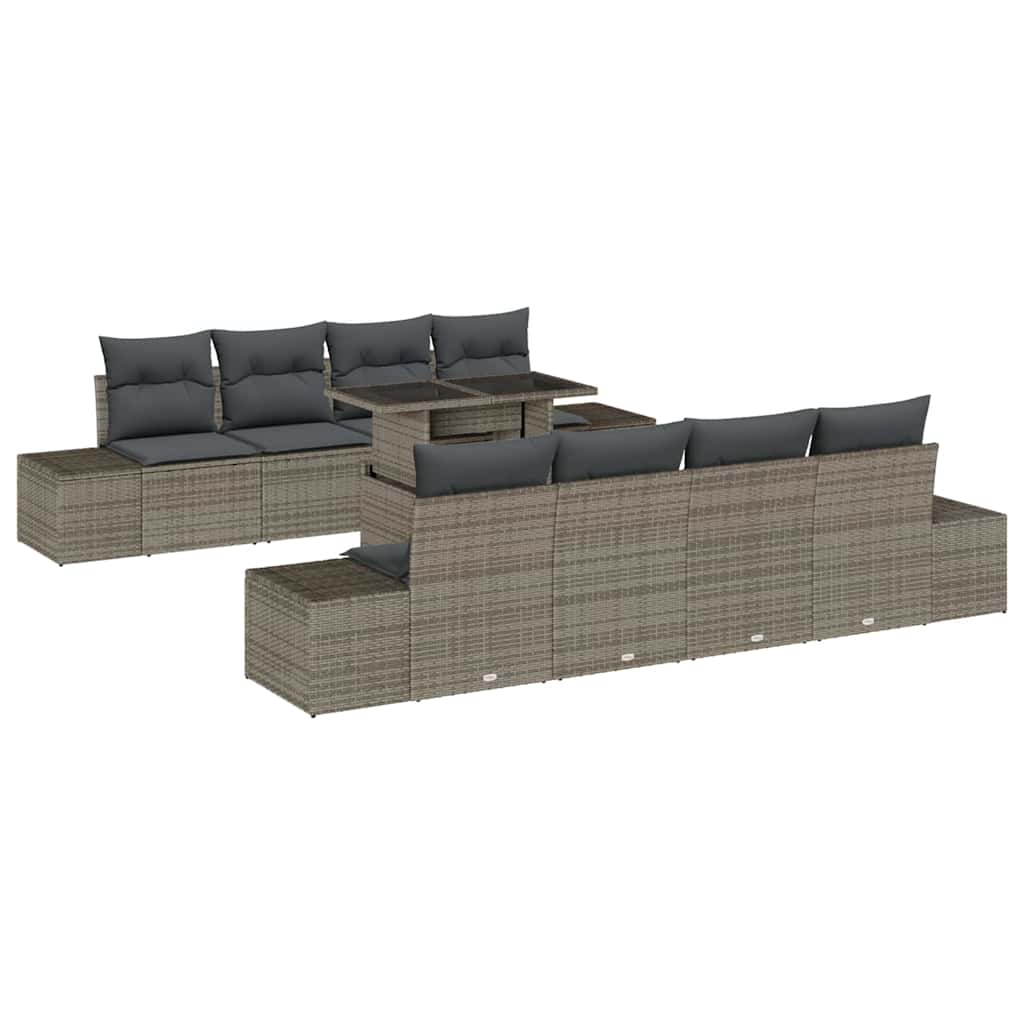 Havesofa Sæt 9 stk. Grå polyrattan