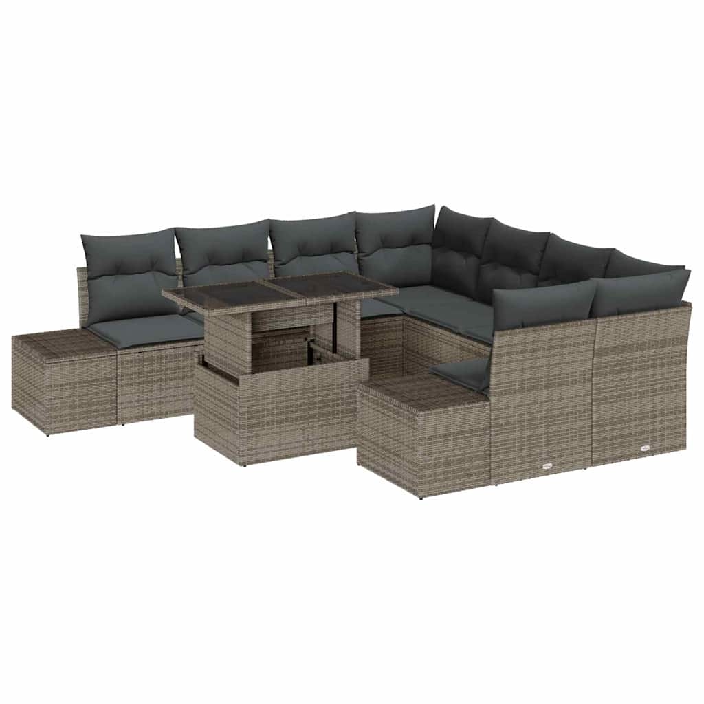 Havesofa Sæt 9 stk. Grå polyrattan