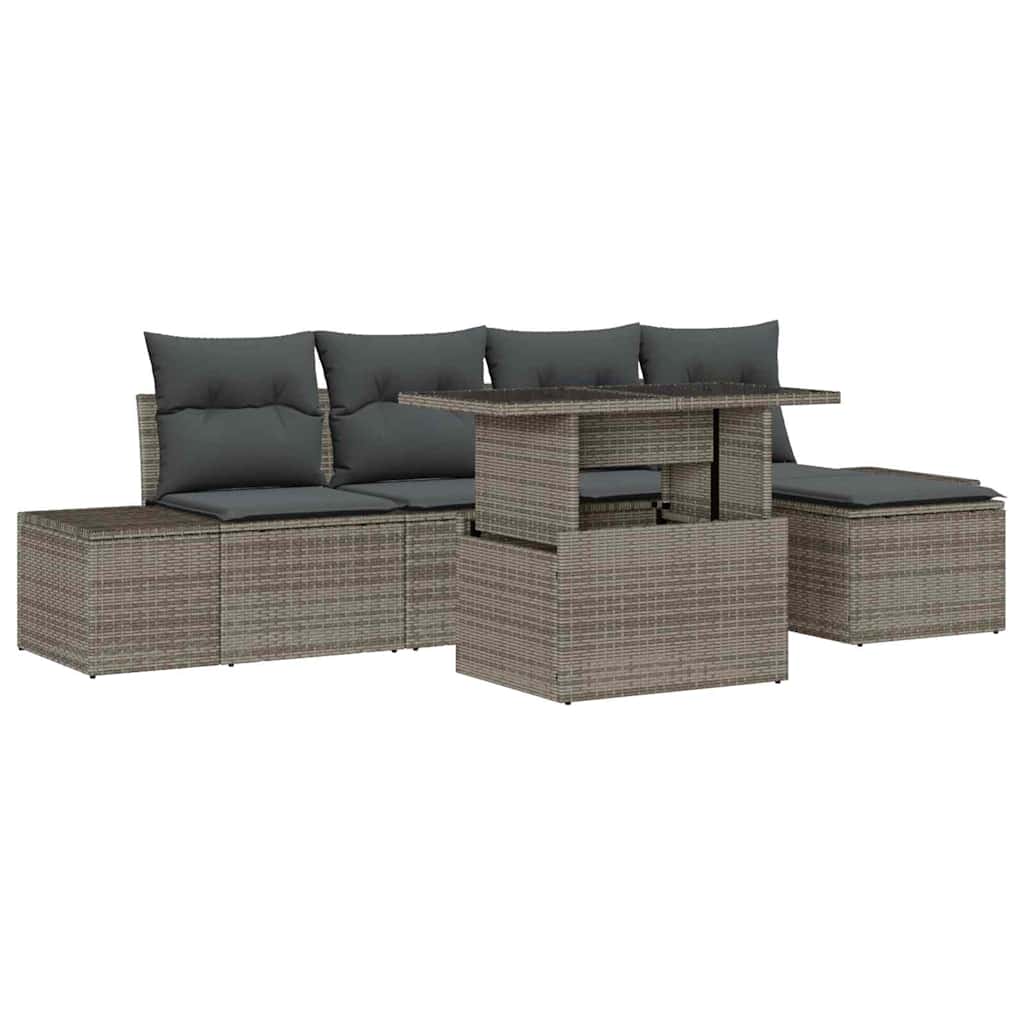 Havesofa Sæt 6 stk. Grå polyrattan