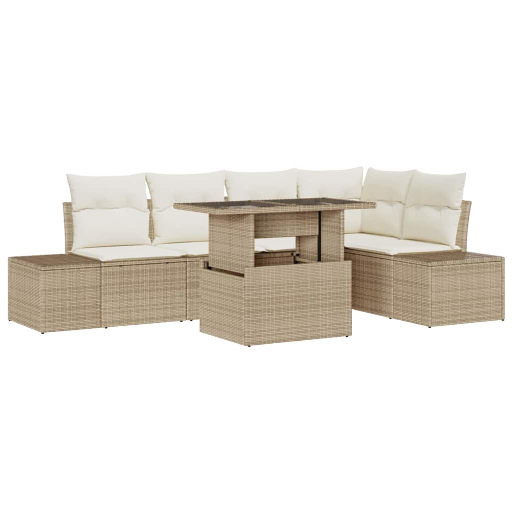 Havesofa Sæt 6 stk. Beige polyrattan
