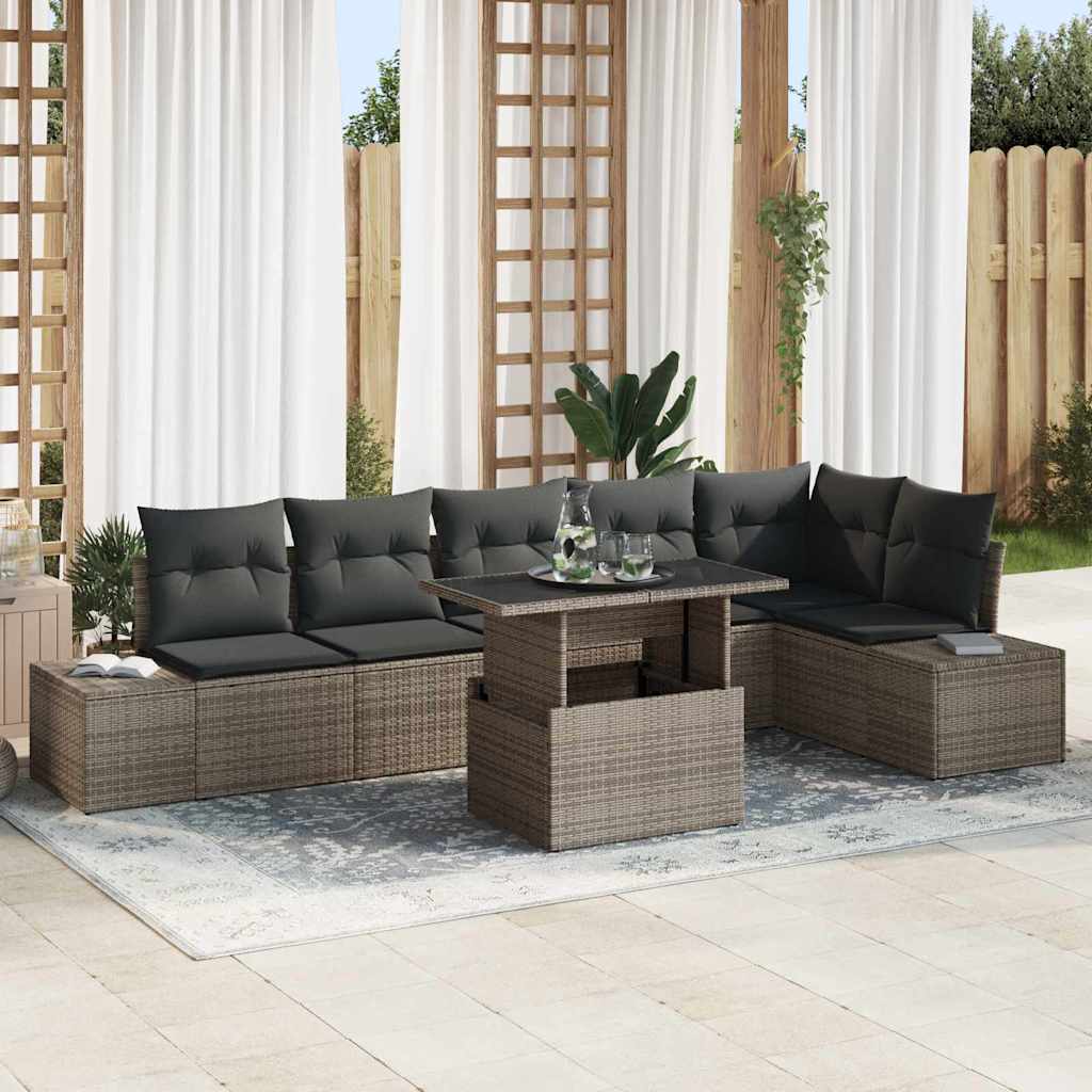 Havesofa Sæt 7 stk. Grå polyrattan