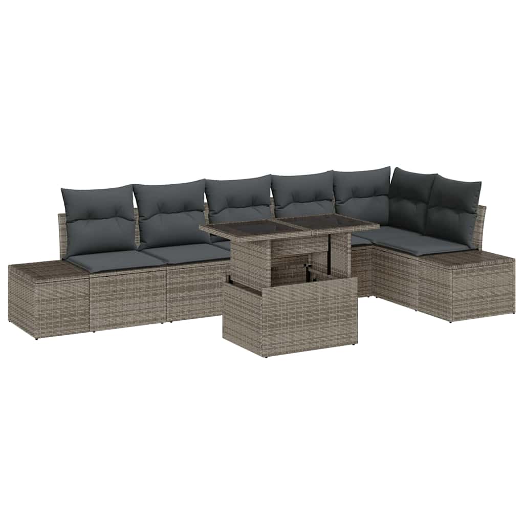 Havesofa Sæt 7 stk. Grå polyrattan