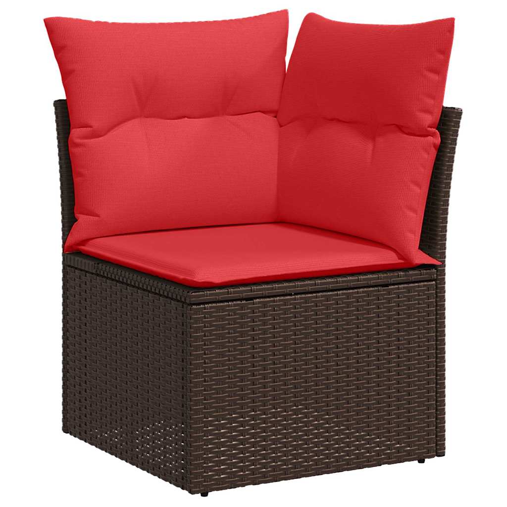 Havesofa Sæt 7 stk. 6-Antal sæder Brun og Rød polyrattan